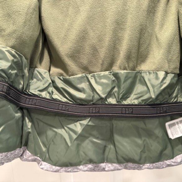 Gap Puffer Kids Warmest Jacket Style Winter Coat Heather Gray & Green Fleece 5y